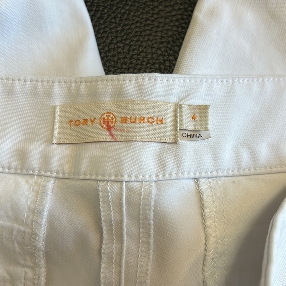 TORY BURCH Callie Skinny Ankle Pant Side Zip White Jean Designer Sz 4 - Picture 12 of 14